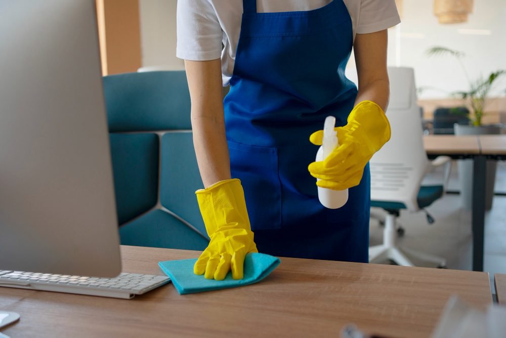 Flash Brazilian Cleaning professional preparing equipment for a cleaning job